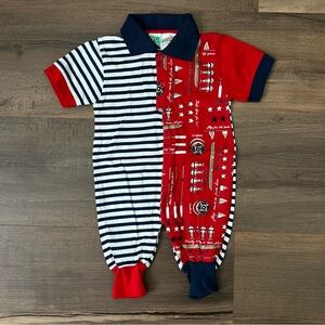 NWOT Vintage McBaby Sailboat Rowing Polo Romper Navy & Red Size 6/9 Months
